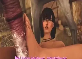 Horse seduces zoophile hottie in short 3D animation