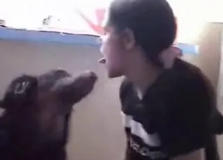 Cute teen girl in doggystyle takes a thick dog dick